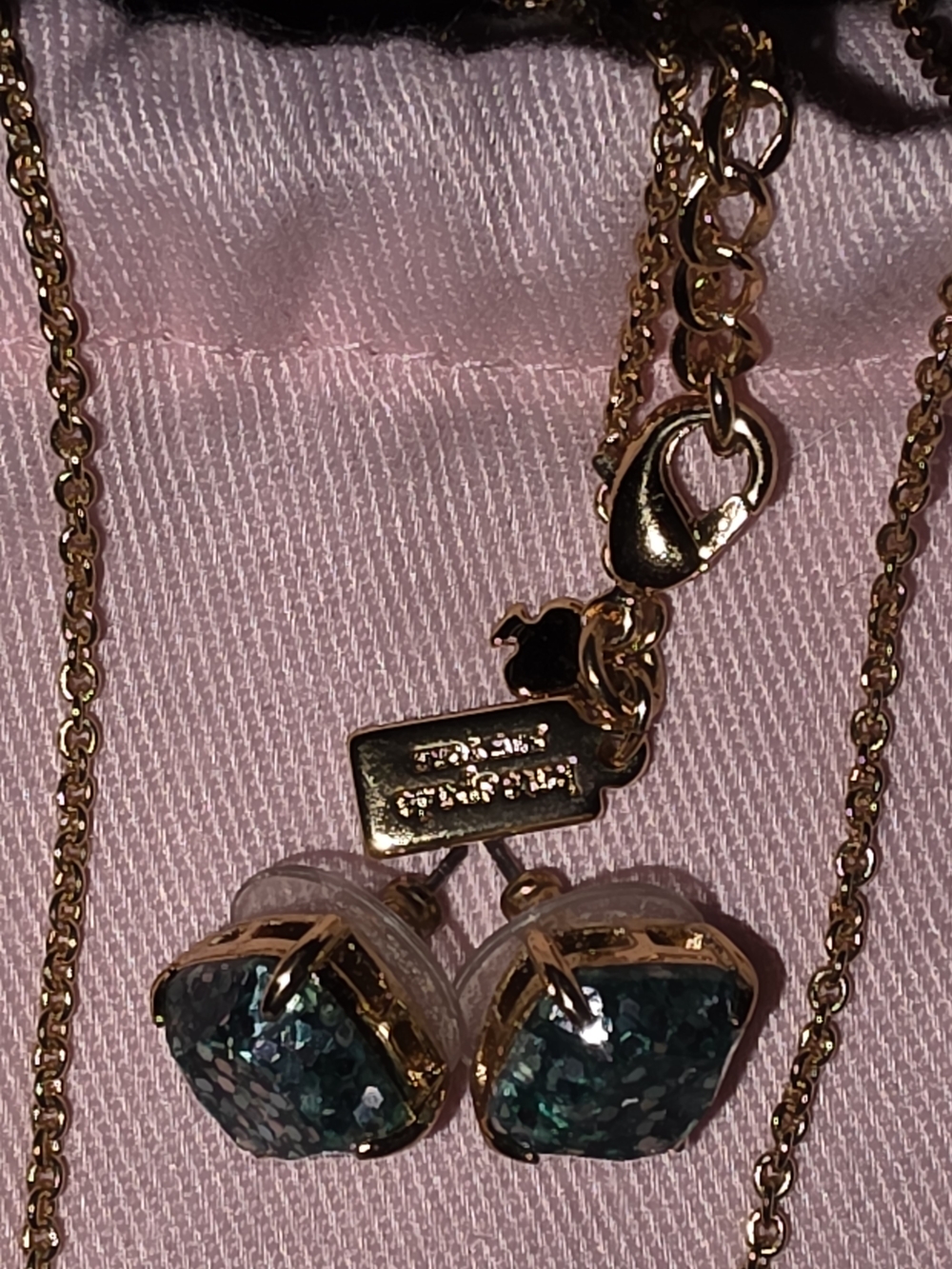 kate spade gold-tone necklace and teal Glitter pendant set - Picture 3 of 4